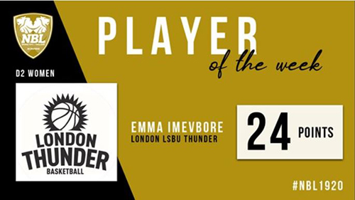 Emma Imevbore Division 2 Player of the Week Basketball England